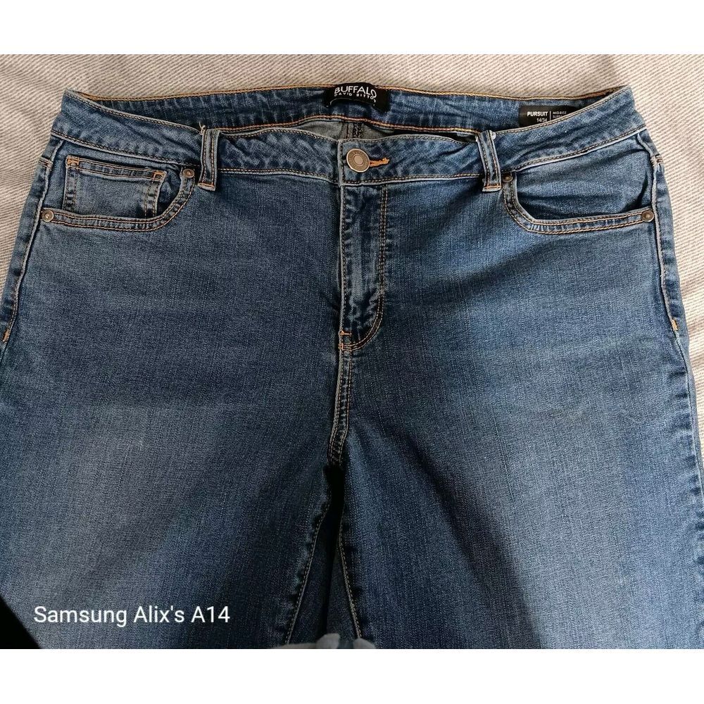 Buffalo Womens Pursuit Jeans Size 14 x 34 Mid Rise Denim Blue Super Soft Skinny